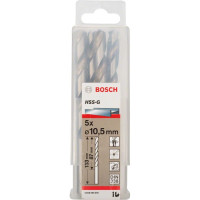 Свердло по металу Bosch HSS-G, DIN 338, 10.5х87х133 мм, 5 шт
