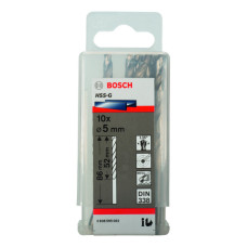 Свердло по металу Bosch HSS-G, DIN 338, 135°, 5х52х86 мм, 10 шт
