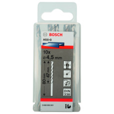 Свердло по металу Bosch HSS-G, DIN 338, 135°, 4.5х47х80 мм, 10 шт