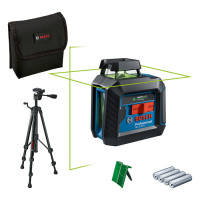 Лазерний нівелір Bosch Professional GLL 2-20 G зі штативом, відбивачем, 4 батарейками та чохлом