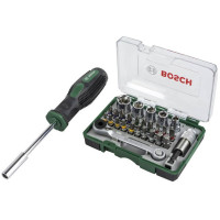 Набір біт і торцевих головок Bosch з ключем-тріскачкою і ручною викруткою, 28 шт