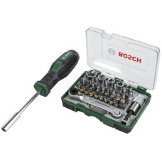 Набір біт і торцевих головок Bosch з ключем-тріскачкою і ручною викруткою, 28 шт