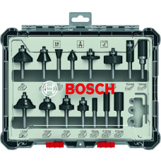 Набір фрез Bosch комбінований, хвостовик 6 мм, 15 шт