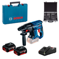 Перфоратор Bosch GBH 180-LI Professional, набір свердел SDS plus з 11 шт, 2 акб GBA 18V 4.0Ah з/п GAL 18V-40, у кейсі