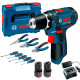 Акумуляторний дриль-шурупокрут Bosch GSR 12V-15 Professional, 2 акб GBA 12V 2.0Ah, з/п GAL 12V-20 і набір інструментів у кейсі