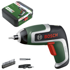 Акумуляторна електровикрутка Bosch IXO 7, у кейсі з USB зарядкою, набором біт і магнітним тримачем