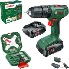 Акумуляторний ударний дриль-шуруповерт Bosch EasyImpact 18V-40, 2 акб PBA 18V 2Ah і з/в AL 18V-20 в кейсі, з набором аксесуарів X-line 34 шт