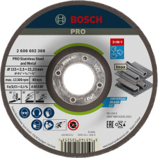 Відрізний круг Bosch PRO Stainless Steel and Metal 3-в-1 115х2.5х22.23 мм