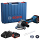 Акумуляторна кутова шліфувальна машина Bosch GWS 18V-8 Professional, 2 акб GBA 18V 4.0Ah та з/п GAL 18V-40, у кейсі