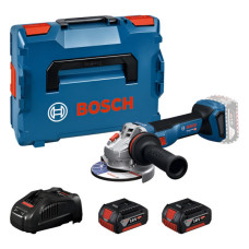 Акумуляторна кутова шліфувальна машина Bosch GWS 18V-11 Professional, 2 акб GBA 18V 5.0Ah та з/п GAL 1880 CV, у кейсі L-BOXX