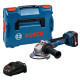 Акумуляторна кутова шліфувальна машина Bosch GWS 18V-11 S Professional, 1 акб GBA 18V 5.0Ah та з/п GAL 1880 CV, у кейсі L-BOXX 136