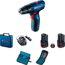 Акумуляторний ударний дриль-шуруповерт Bosch GSB 120-LI Professional, 2 акб GBA 12V 2.0 Ah та з/п GAL 1210 CV у кейсі
