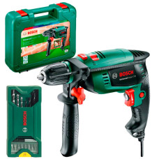 Дриль ударний Bosch UniversalImpact 700 у кейсі з набором свердл і біт X-line (15 шт)