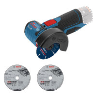 Акумуляторна кутова шліфмашина Bosch GWS 12V-76 Professional, без акб, з 3 відрізними дисками в картоні