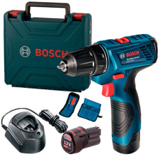 Акумуляторний дриль-шуруповерт Bosch GSR 120-LI Professional, 2 акб GBA 12V 2 Ah та з/п, в кейсі, набор 10 біт, набор 12 свердел