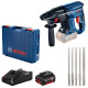 Акумуляторний перфоратор Bosch GBH 180-Li Professional, акб GBA 18V 4 Ah і з/п, в кейсі, набір свердел SDS plus-5X