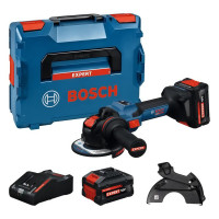 Акумуляторна кутова шліфмашина Bosch Expert EXWX 18V-15 S, з акб 2х8 Ah та з/п EXAL18V-160 у кейсі L-Boxx 162