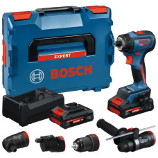 Акумуляторний дриль-шуруповерт Bosch Expert EXSR 18V-90 FC, 4 адаптери, акб 2х4 Ah та з/п GAL 12V/18V-80, у кейсі L-Boxx 136