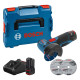 Акумуляторна кутова шліфмашина Bosch GWS 12V-76 Professional, 2 акб GBA 12V 3.0Ah, з/п GAL 12V-40, 3 відрізних круга в L-Boxx 102