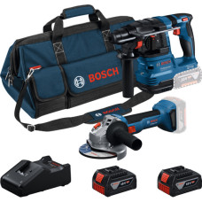 Набір акумуляторних інструментів Bosch: перфоратор GBH 18V-22, КШМ GWS 18V-8, з 2 акб GBA 4.0 Ah, з/п GAL 18V-40, сумка M-BAG