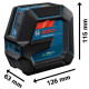 Лазерний нівелір Bosch GLL 2-15 G Professional з мішенню, штативом BT 150, універсальним кріпленням LB 10 і чохлом