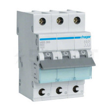 Автоматичний вимикач Hager 3P 63A B 6kA​ ( MBN363E )