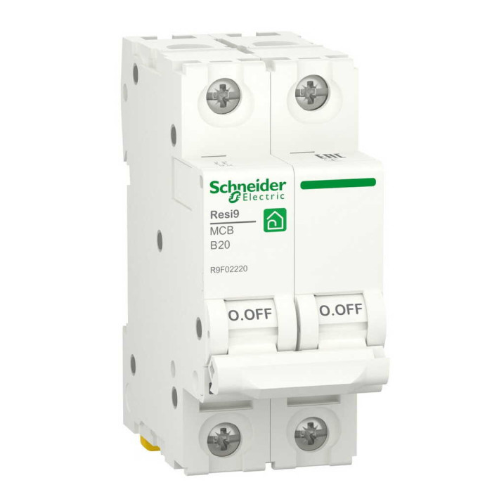 Автоматичний вимикач Schneider 6кА B 2p 20А Resi9 ( R9F02220 )