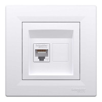 Розетка Schneider Asfora біла комп'ютерна RJ45 Cat.6 з рамкою ( EPH4700121 )