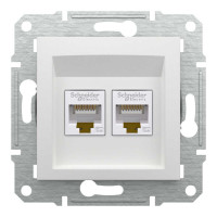 Розетка Schneider Asfora біла комп'ютерна RJ45 Cat.5E 2-на ( EPH4470121 )