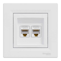 Розетка Schneider Asfora біла комп'ютерна RJ45 Cat.5E 2-на з рамкою ( EPH4400121 )
