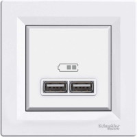 Розетка Schneider Asfora біла USB 2-на з рамкою ( EPH2700221 )