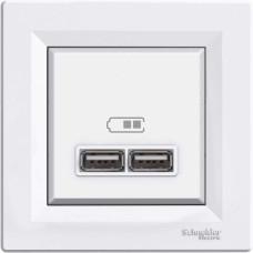 Розетка Schneider Asfora біла USB 2-на з рамкою ( EPH2700221 )