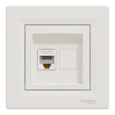 Розетка Schneider Asfora кремова комп'ютерна RJ45 Cat. 5E з рамкою ( EPH4300123 )