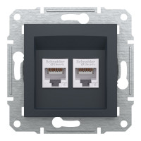 Розетка Schneider Asfora антрацит комп'ютерна RJ45 Cat.6 2-на ( EPH4800171 )