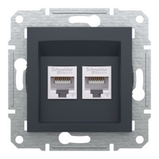 Розетка Schneider Asfora антрацит комп'ютерна RJ45 Cat.6 2-на ( EPH4800171 )