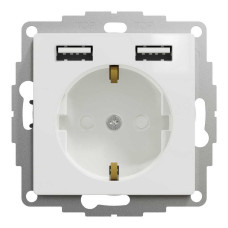 Розетка Schneider Sedna Design ​ біла 1-на з заземленням+ 2-а USB A+A без рамки ( SDD111052 )