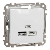 Розетка Schneider Sedna Design ​ біла 2-на USB A+C без рамки ( SDD111402 )