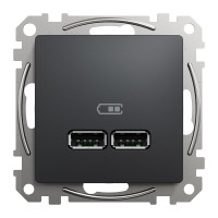 Розетка Schneider Sedna Design ​чорна 2-на USB A+A  без рамки ( SDD114401 )