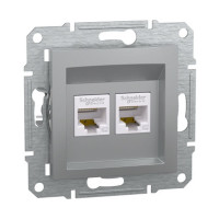 Розетка Schneider Asfora алюміній комп'ютерна RJ45 Cat.5E 2-на ( EPH4400161 )
