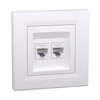 Розетка Schneider Asfora біла комп'ютерна RJ45 Cat.6 2-на з рамкою ( EPH4800121 )