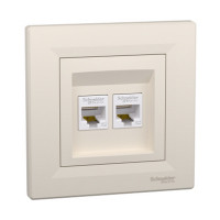 Розетка Schneider Asfora кремова комп'ютерна RJ45 Cat.6 2-на з рамкою ( EPH4800123 )