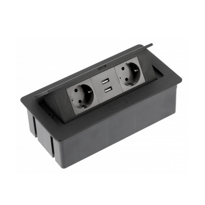 Розетка в стільницю GTV Soft 2-на з/з 2xUSB ( AE-PBSUC2GS-20N )